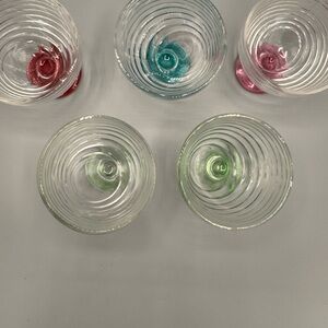 Vintage Set of 5 Pedestal Swirl Glass Dessert Dishes.